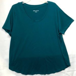Ava & Viv Soft Flowy Dark Teal Top, Size 1x